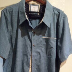 Craft + Flow Blue Short Sleeve Button Down Shirt, Size 2XL
